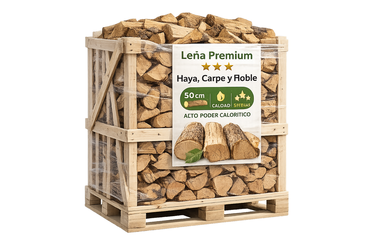 Leña de Haya, Carpe y Roble – 50 cm – Calidad 3 Estrellas Premium